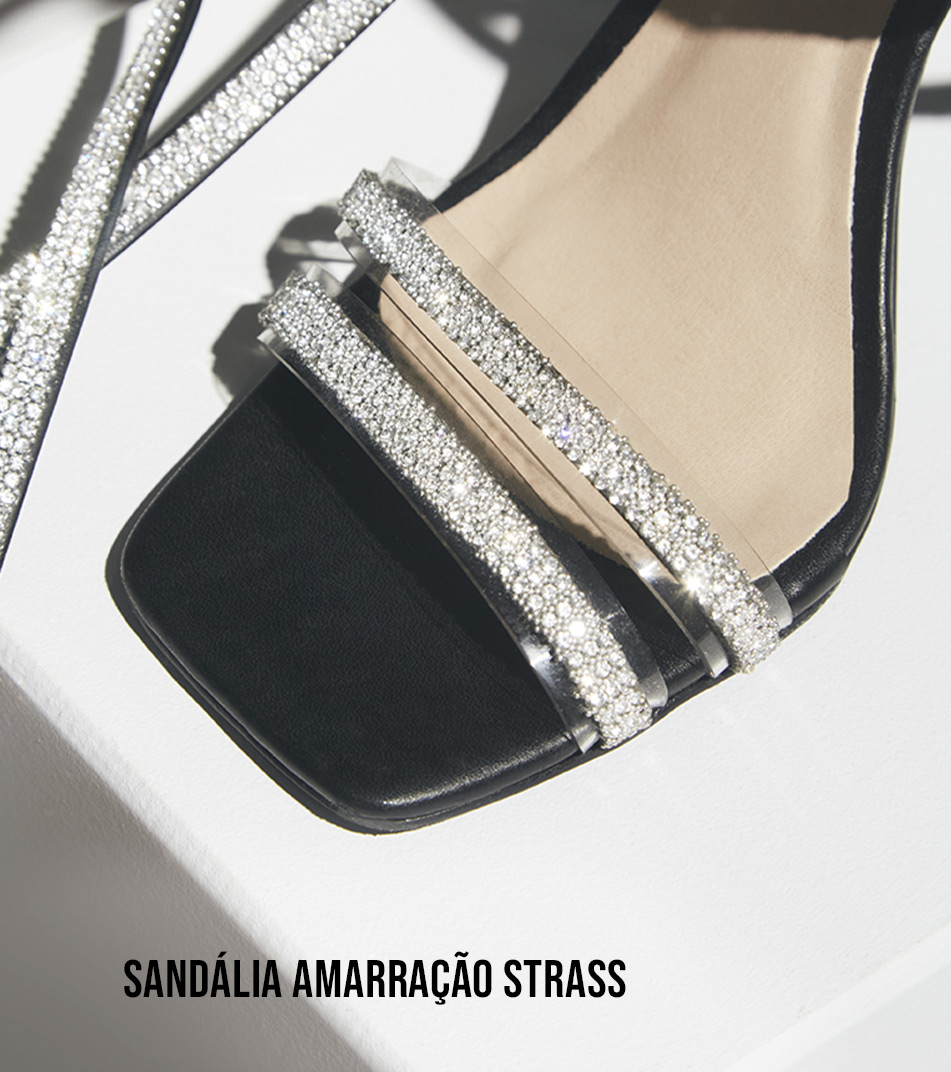 Sandália amarração strass